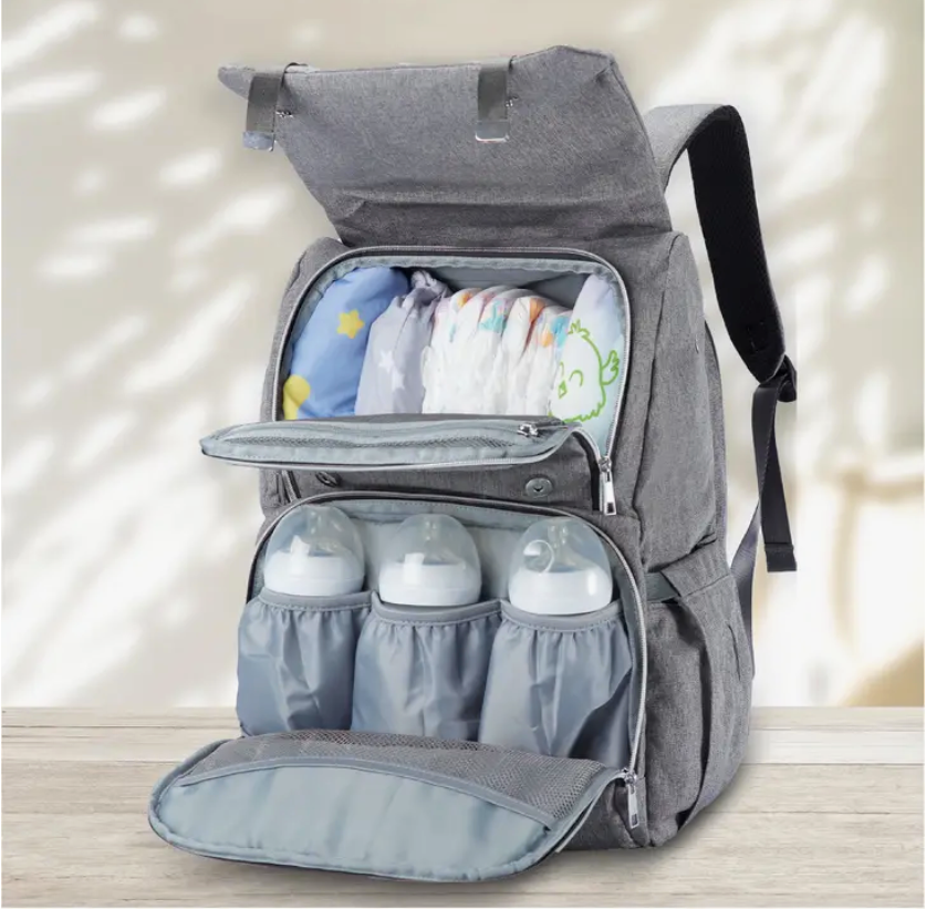 EXPLORER DIAPER BACKPACK WITH CHANGING PAD - GREY
