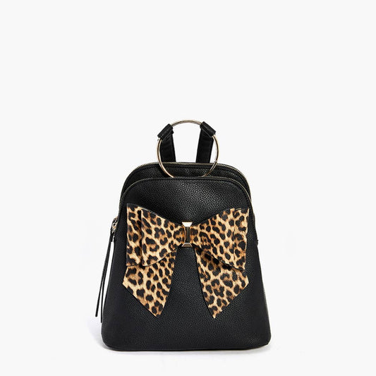 Leopard Bow Backpack - Black