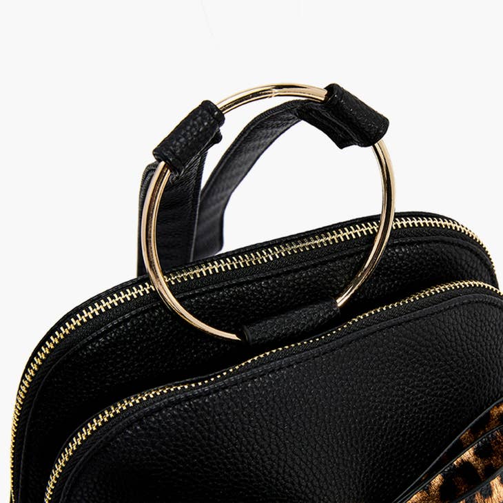 Leopard Bow Backpack - Black